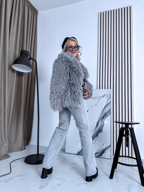 "GREY SMOG" artificial fur coat